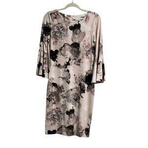 Calvin Klein Multicolored Knee-Length Bell Sleeve Sheath Dress